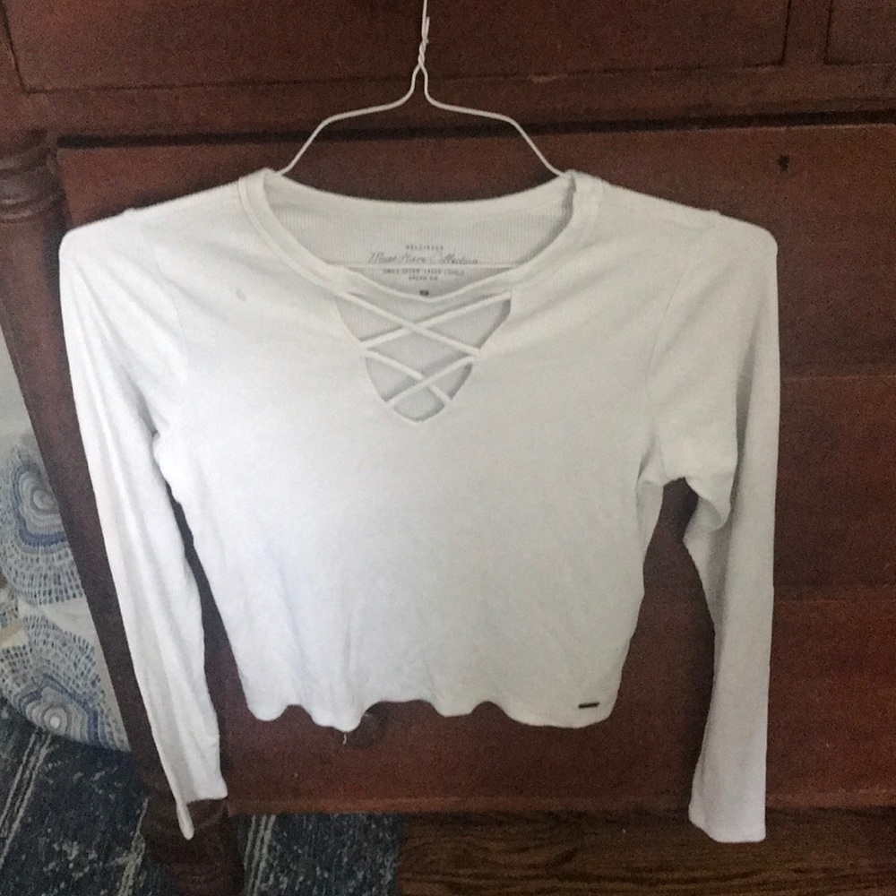 Hollister Criss Cross White Crop Top